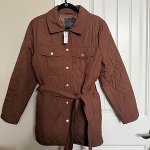 Talbots Brown Quilted Jacket sz L NWT